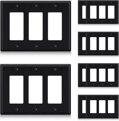 ELEGRP 3-Gang Decorative Wall Plates, Mid-Size 4.88" H x 6.75" L Unbreakable Thermoplastic