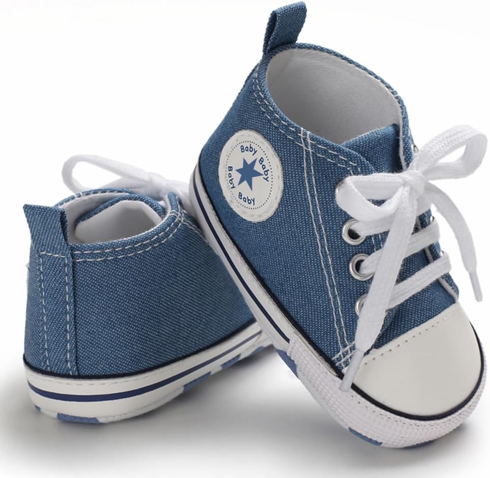 Unisex Baby Girls Boys Canvas High-top Shoes, Newborn Infant Anti-Slip Soft Sole Frist Walking