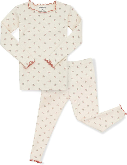 AVAUMA Baby Boy Girl Pajama Set 6M-7T Kids Cute Toddler Snug fit Flower Pattern Design Pjs Cotton