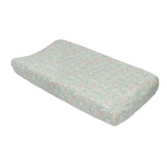 Crane Baby Changing Pad Cover, 100% Cotton Sateen Exterior Change Pad Cover, Beach Life Theme, 16"