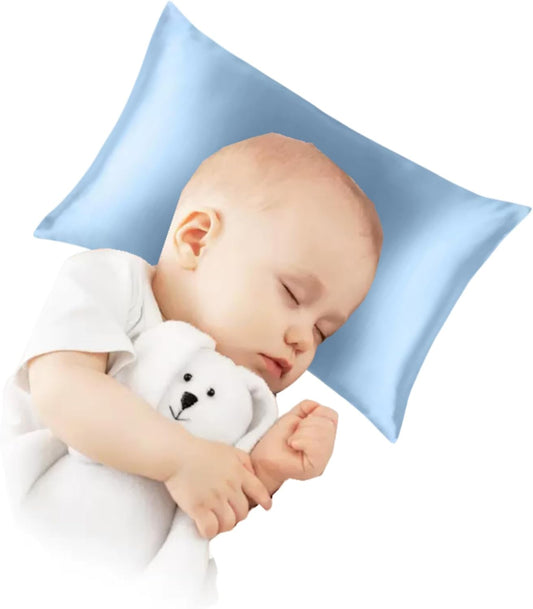 Organic Silk Baby Pillowcase with Zipper, Small 10"x13" Pillow Cover for Boys & Girls, Ideal for