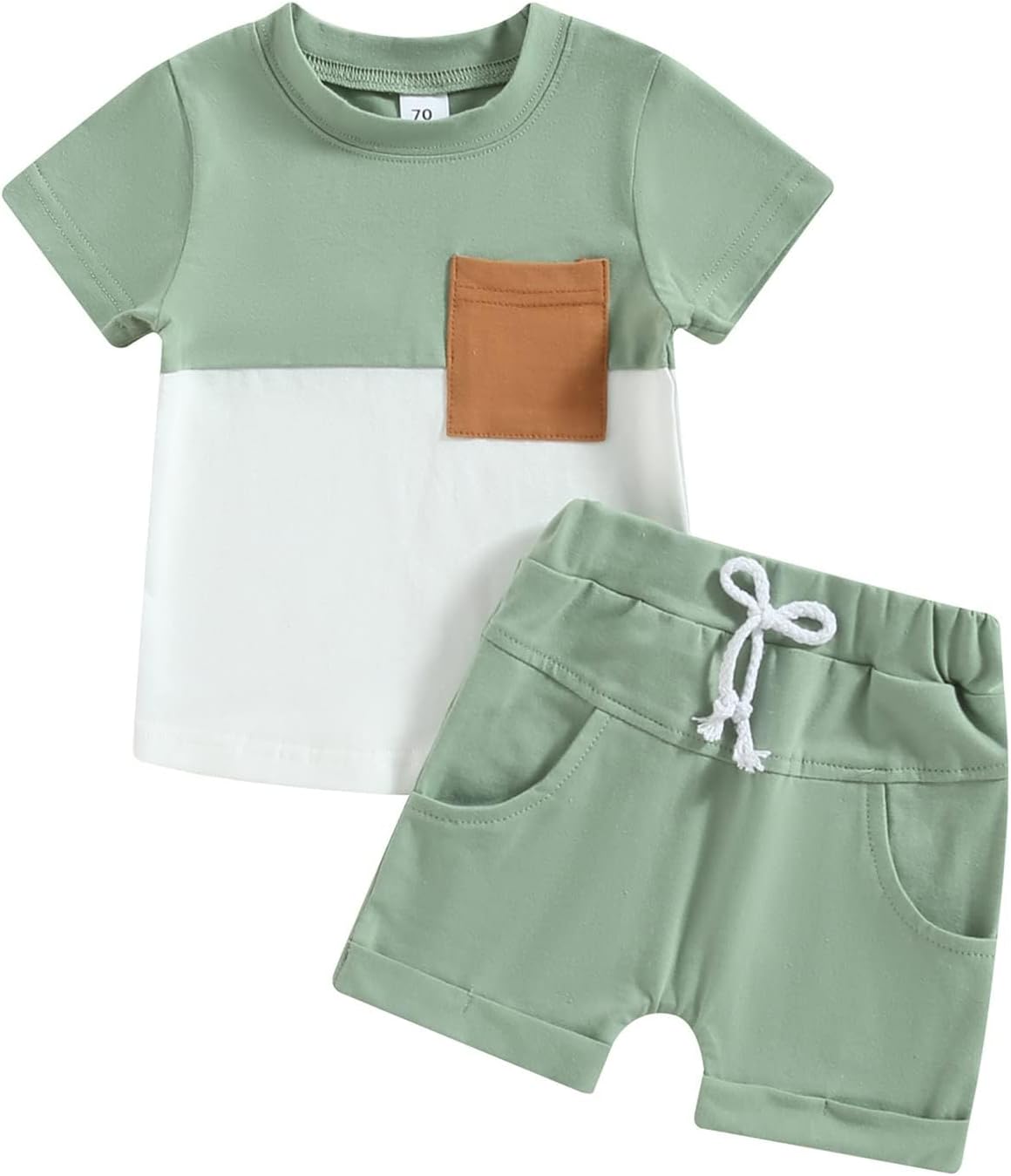 fhutpw Baby Toddler Boy Clothes Summer Outfits 6 12 18 24 Months Patchwork Short Sleeve T Shirt &