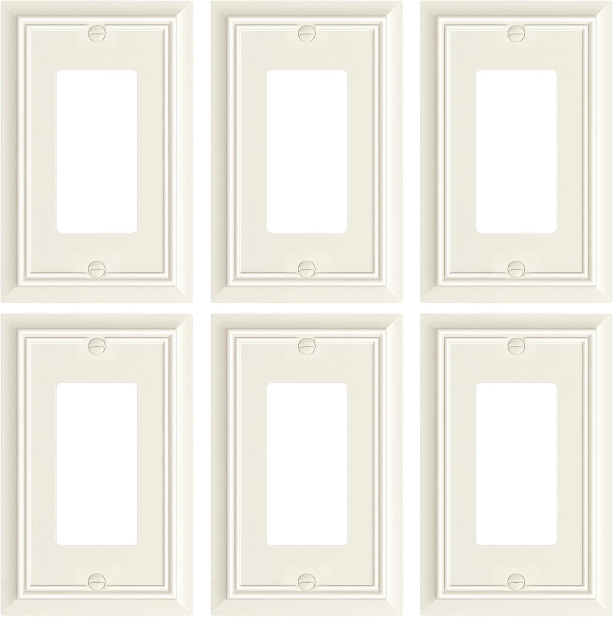6-Pack Decorator Wall Plate Cover, Light Almond Decorative Switch Plates and Outlet Covers, Durable