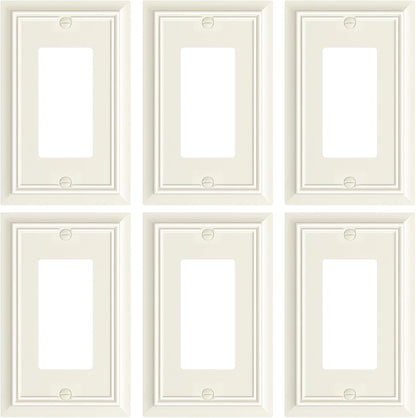 6-Pack Decorator Wall Plate Cover, Light Almond Decorative Switch Plates and Outlet Covers, Durable