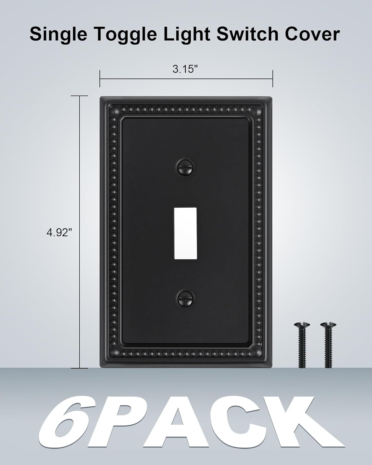 6-Pack Single Toggle Light Switch Cover Plate, Pearls Decorative Switch Plate Covers, Black 1 Gang
