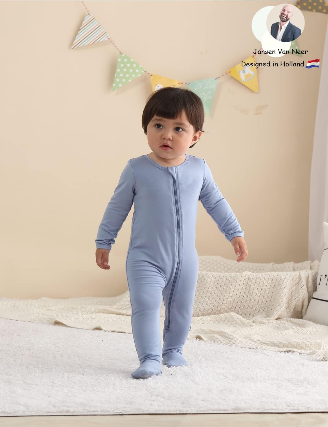 Jimonda Bamboo Baby Pajamas,Unisex Boys Girls One-Piece Footies,Long Sleeve Sleepers 2-Way Zip