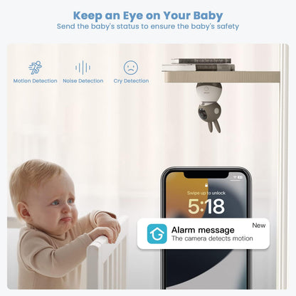 ieGeek 2K Split-Screen Baby Monitor, 5" Audio Baby Monitor with 2 Cameras, WiFi Smartphone Video