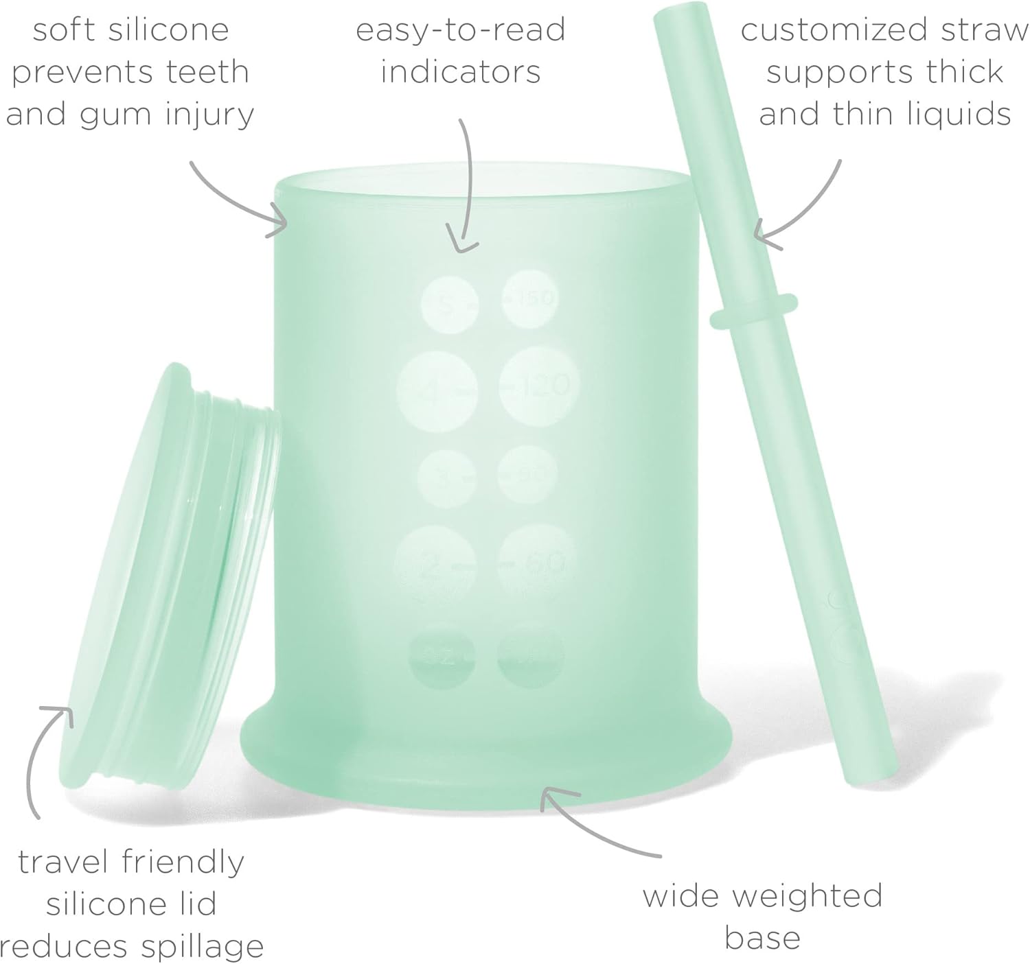 Olababy Silicone Training Cup with Straw Lid | Babies Water Drinking Cup | 6+ Mo Infant To 12-18