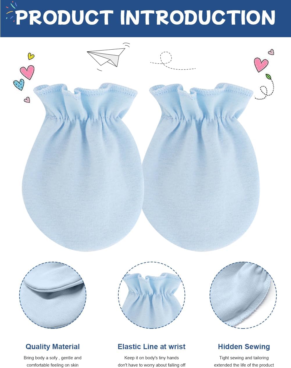 Cute Baby Mittens Newborn, No Scratch Baby Boy Mittens, Baby Girl Hat Gloves for Toddlers, Infant