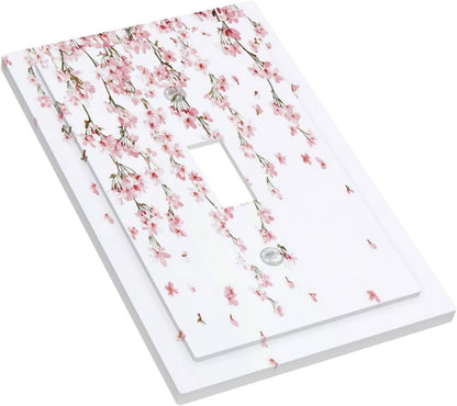 Decorative Light Switch Cover Sakura Plant Floral Pink Flowers 1 Gang Single Toggle Device