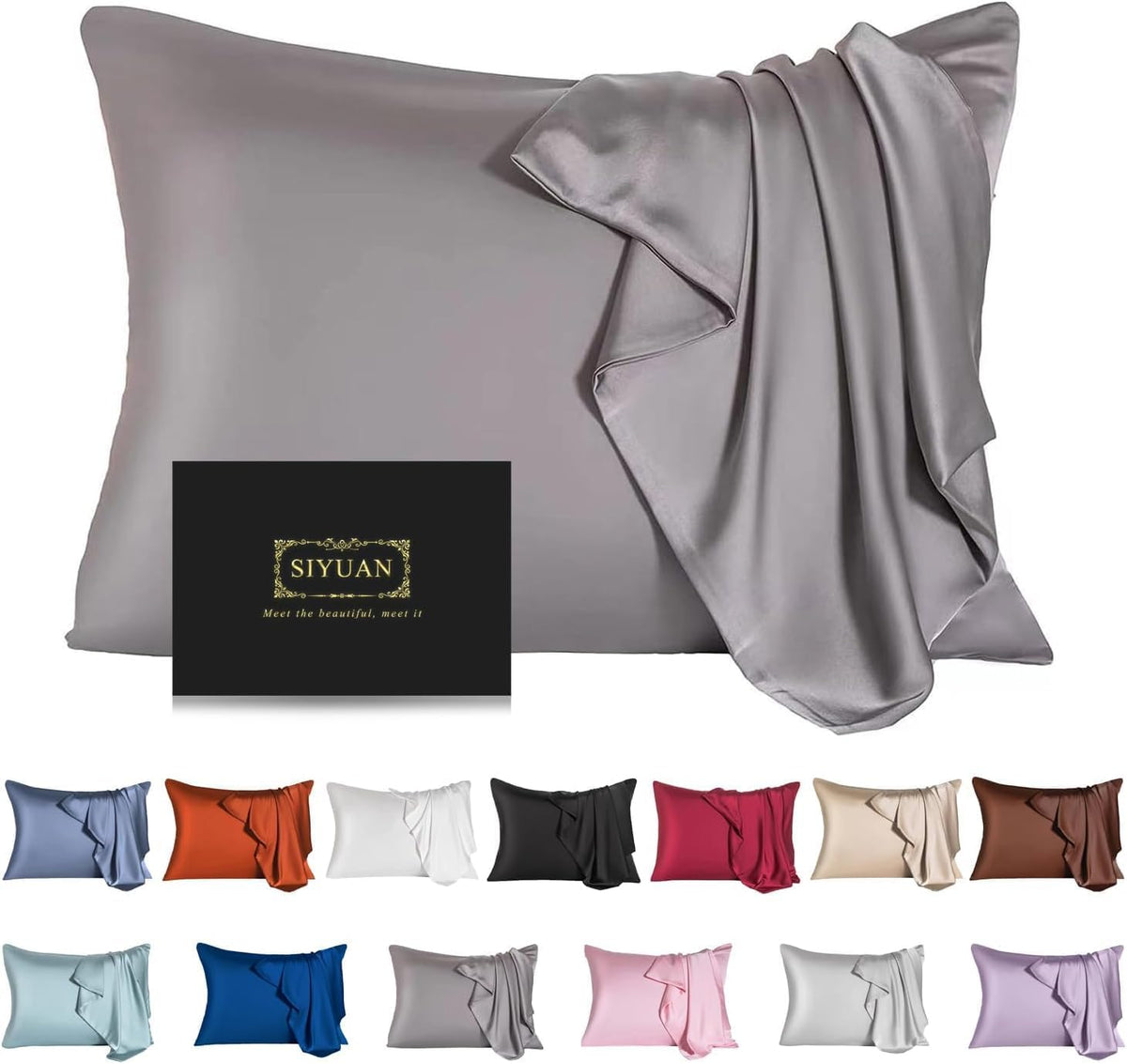 Mulberry Silk Pillowcase for Hair and Skin,Cooling Silk Pillow Case with Hidden Zipper,Allergen