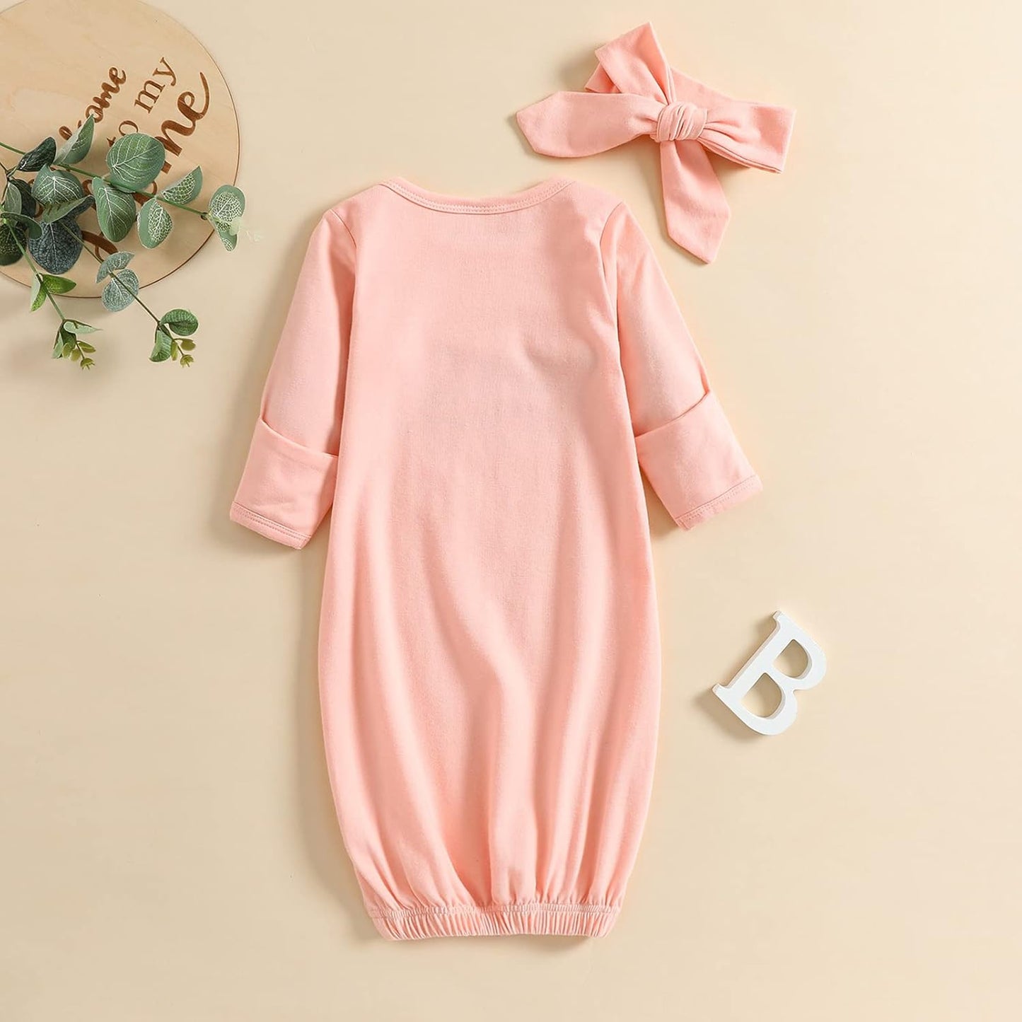 AMAWMW Newborn Baby Girl Little Sister Sleeper Gown Stripe Long Sleeve Nightgown Pajamas Gifts