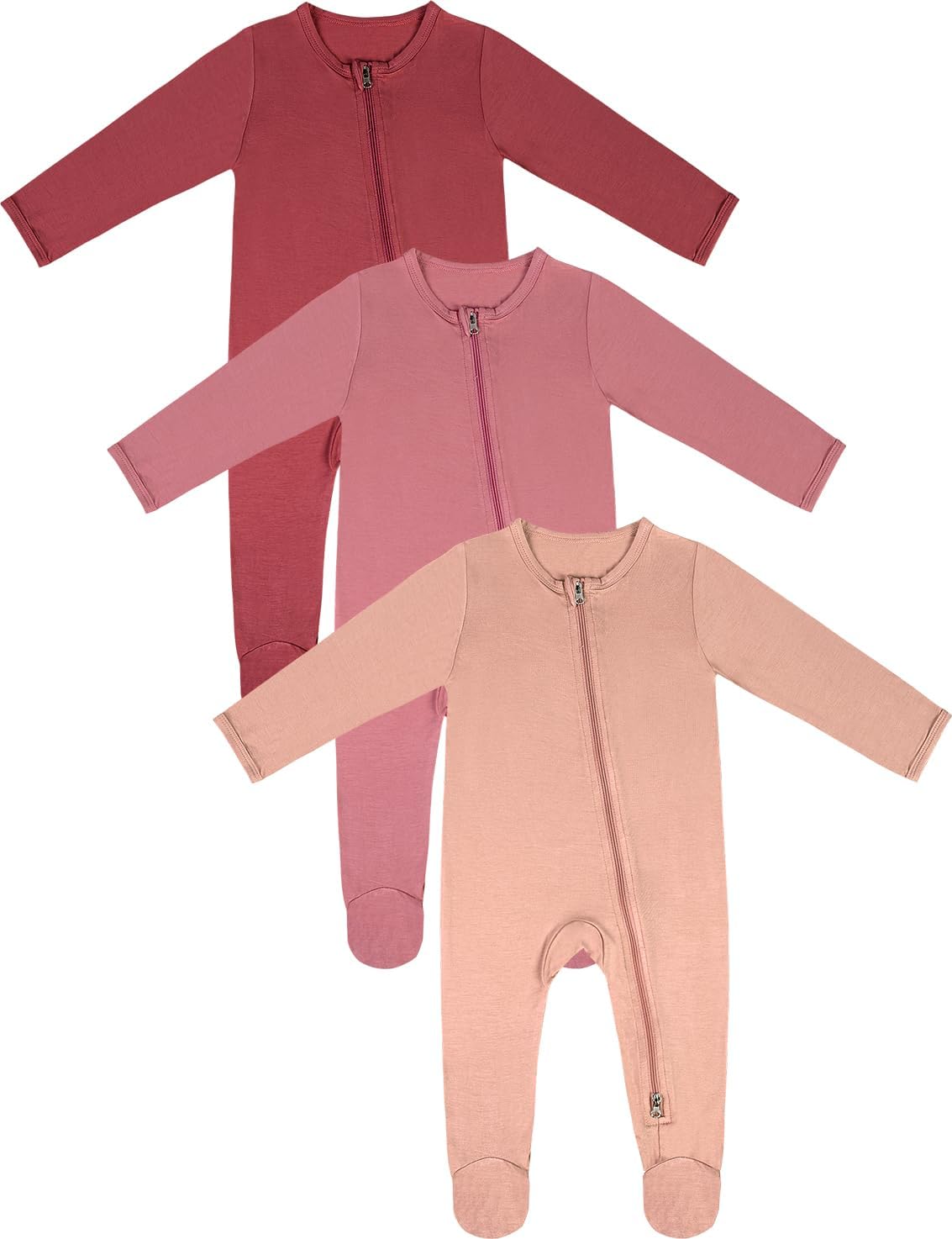 Jimonda Baby Romper Boys Girls Bamboo Pajamas 2-Way Zipper Footed Unisex Zip-Up Sleepers Sleep and