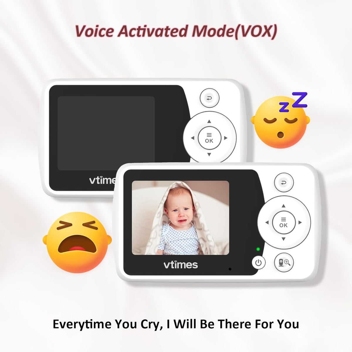 Baby Monitor with Camera and Audio, Video Baby Monitor No WiFi Night Vision 2.4" LCD Screen