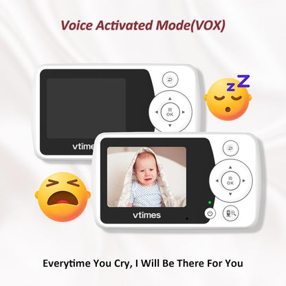 Baby Monitor with Camera and Audio, Video Baby Monitor No WiFi Night Vision 2.4" LCD Screen