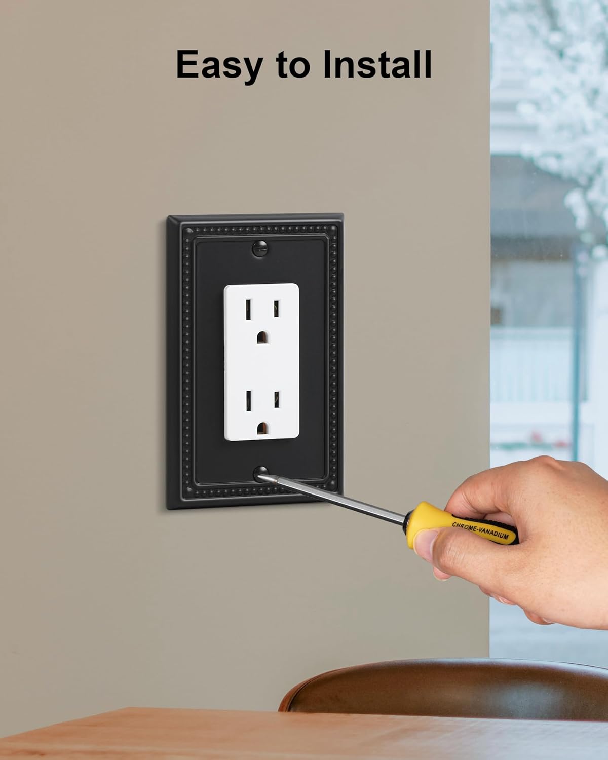 2-Pack Decorator Outlet Cover Plate, Pearls Decorative Switch Plates and Outlet Covers, Black Metal