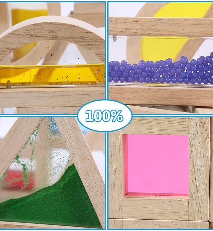 Large Wooden Building Blocks for Toddlers Baby Kids 16 Pcs Rainbow Blocks Geometry Sensory Stacking