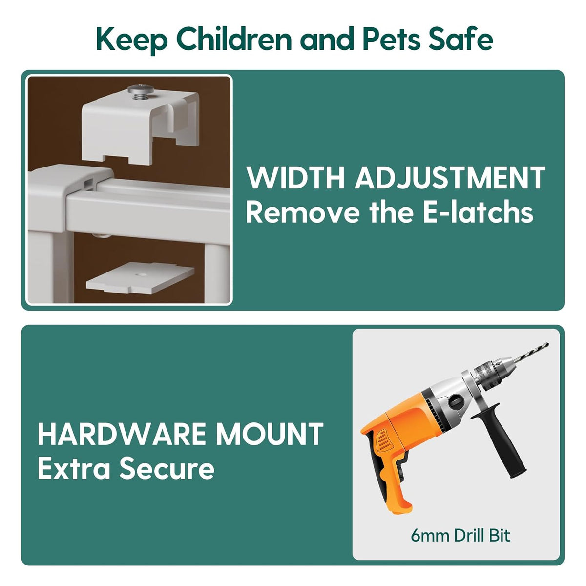 Babelio 26-43" No Bottom Bar Baby Gate for Babies, Elders and Pets, 2-in-1 Hardware Mount Dog Gate