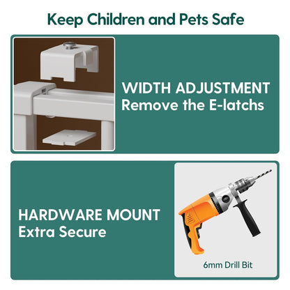 Babelio 34" Extra Tall Baby/Dog Gate with No Threshold Design Walk Thru Door, 26-43" Auto Close
