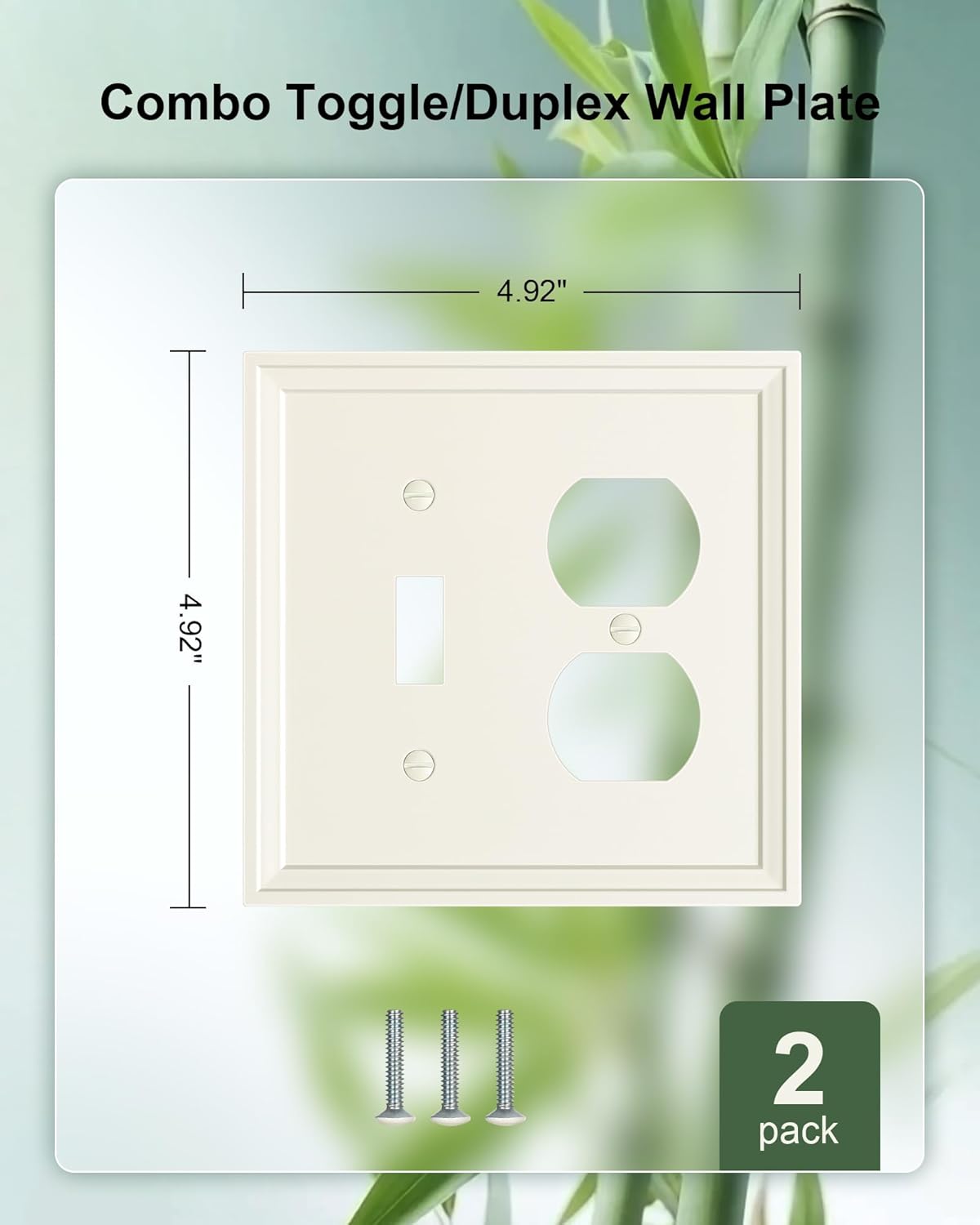 2-Pack Combo Toggle/Duplex Light Switch Cover Plate, Light Almond Wall Outlet Cover Plate, Natural