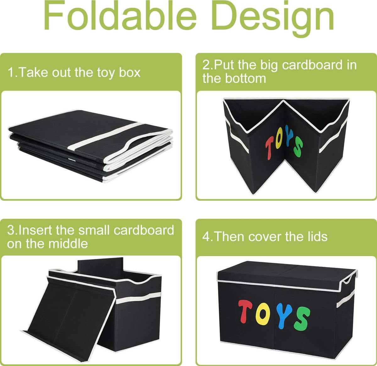 YOLOXO Toy Box Chest, Collapsible Sturdy Storage Bins with Lids, Extra Large Kids Toy Storage