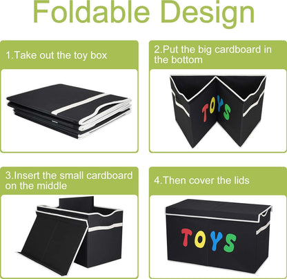 YOLOXO Toy Box Chest, Collapsible Sturdy Storage Bins with Lids, Extra Large Kids Toy Storage