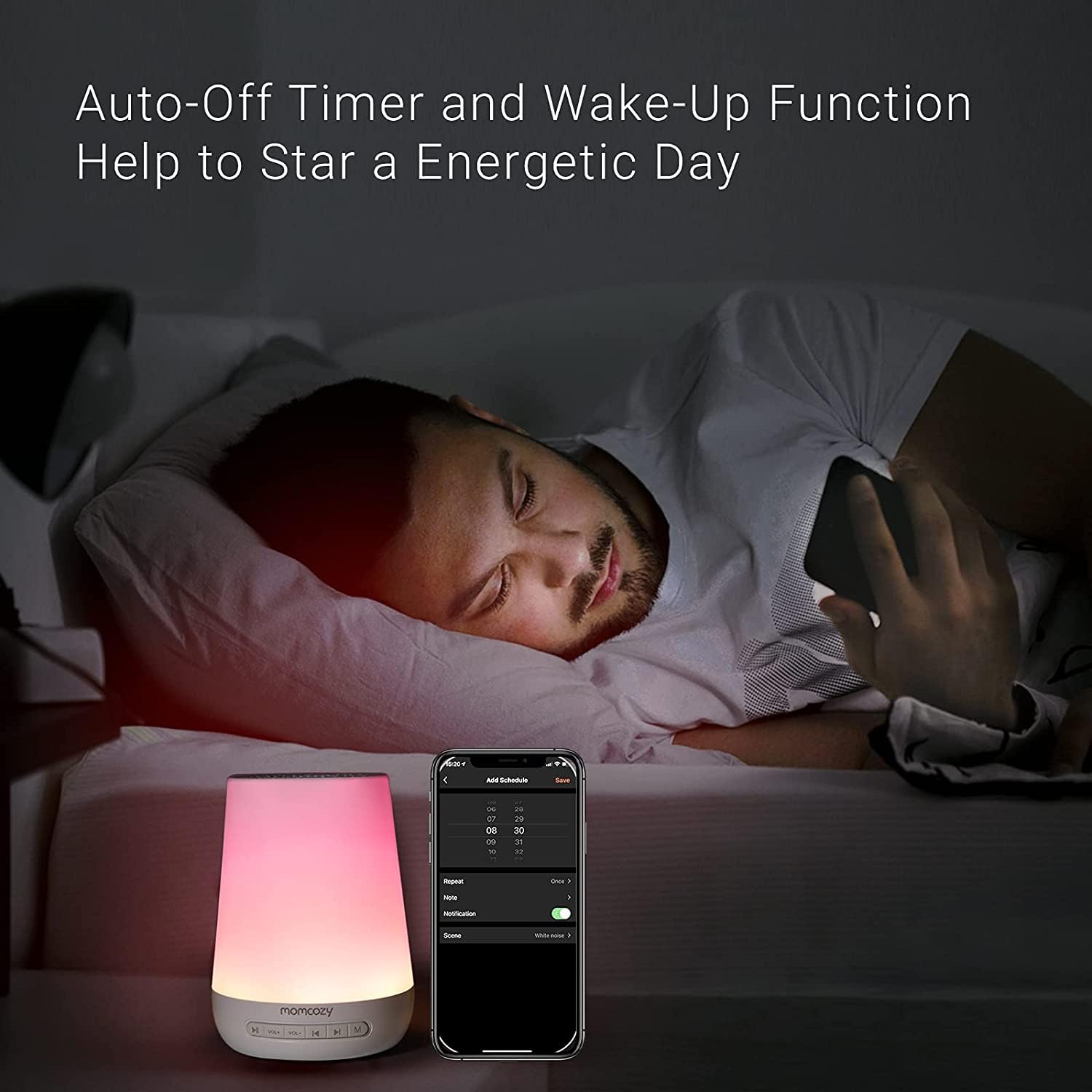 Momcozy Smart Baby Sound Machine with Night Light, White Noise Machine