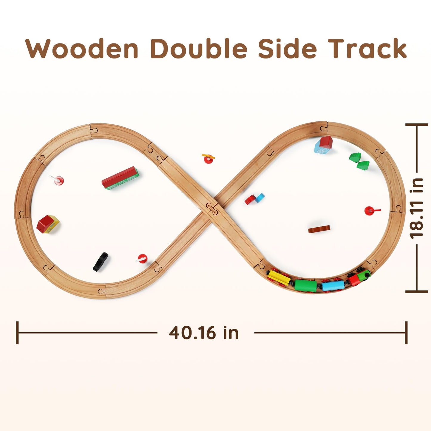 SainSmart Jr. Wooden Train Set for Toddler with Double-Side Train Tracks Fits Brio, Thomas, Melissa