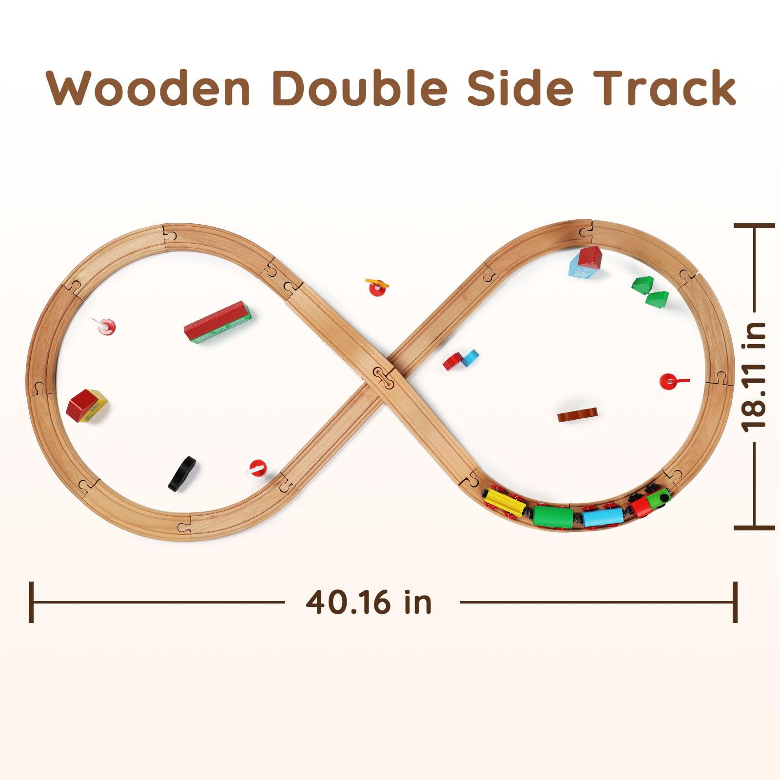 SainSmart Jr. Wooden Train Set for Toddler with Double-Side Train Tracks Fits Brio, Thomas, Melissa