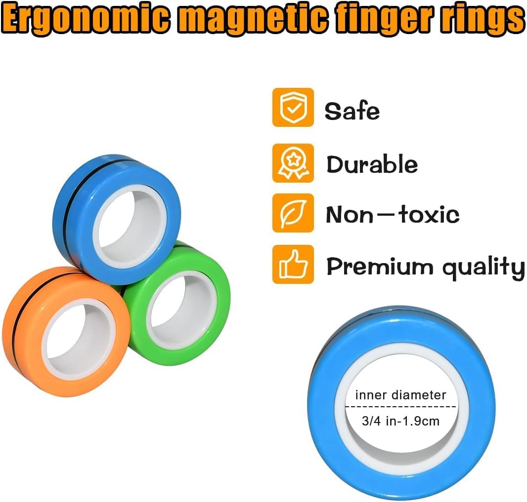 Sensory Fidget Toys Set 6 Pack with Infinity Cube, Magnetic Rings, Fidget Gaming Pad, Flippy Chain