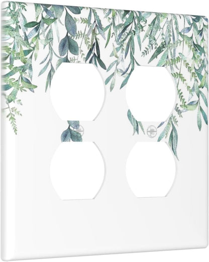 Eucalyptus Leaves Greenery Vine Flowers Simplicity Outlet Covers 2 Gang Double Duplex Decorative