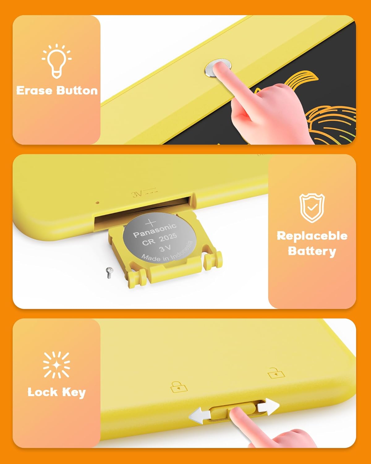 Bravokids LCD Writing Tablet for 3-8 Year Old Girls and Boys - 10 Inch Electronic Doodle Board