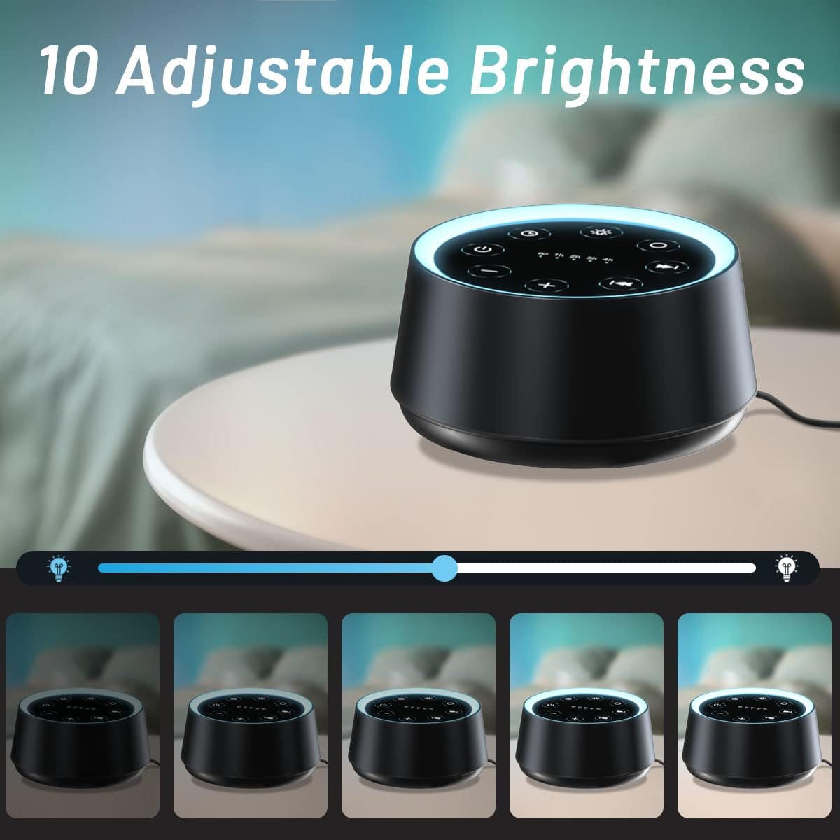 EasyHome Sleep Sound Machine White Noise Machines with 30 Soothing Sounds 12 Adjustable Night Light