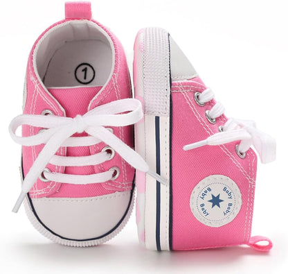 Unisex Baby Girls Boys Canvas High-top Shoes, Newborn Infant Anti-Slip Soft Sole Frist Walking