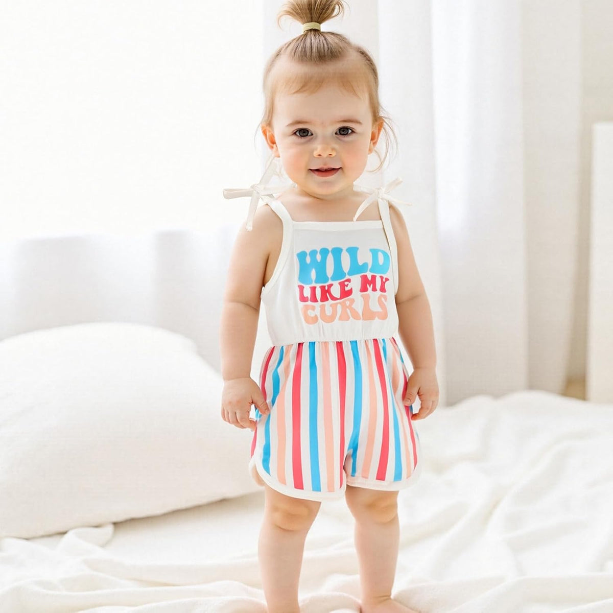 WZTYYDS Toddler Baby Girl Summer Clothes Floral Romper Tie-Up Strap Halter Jumpsuit Infant Summer