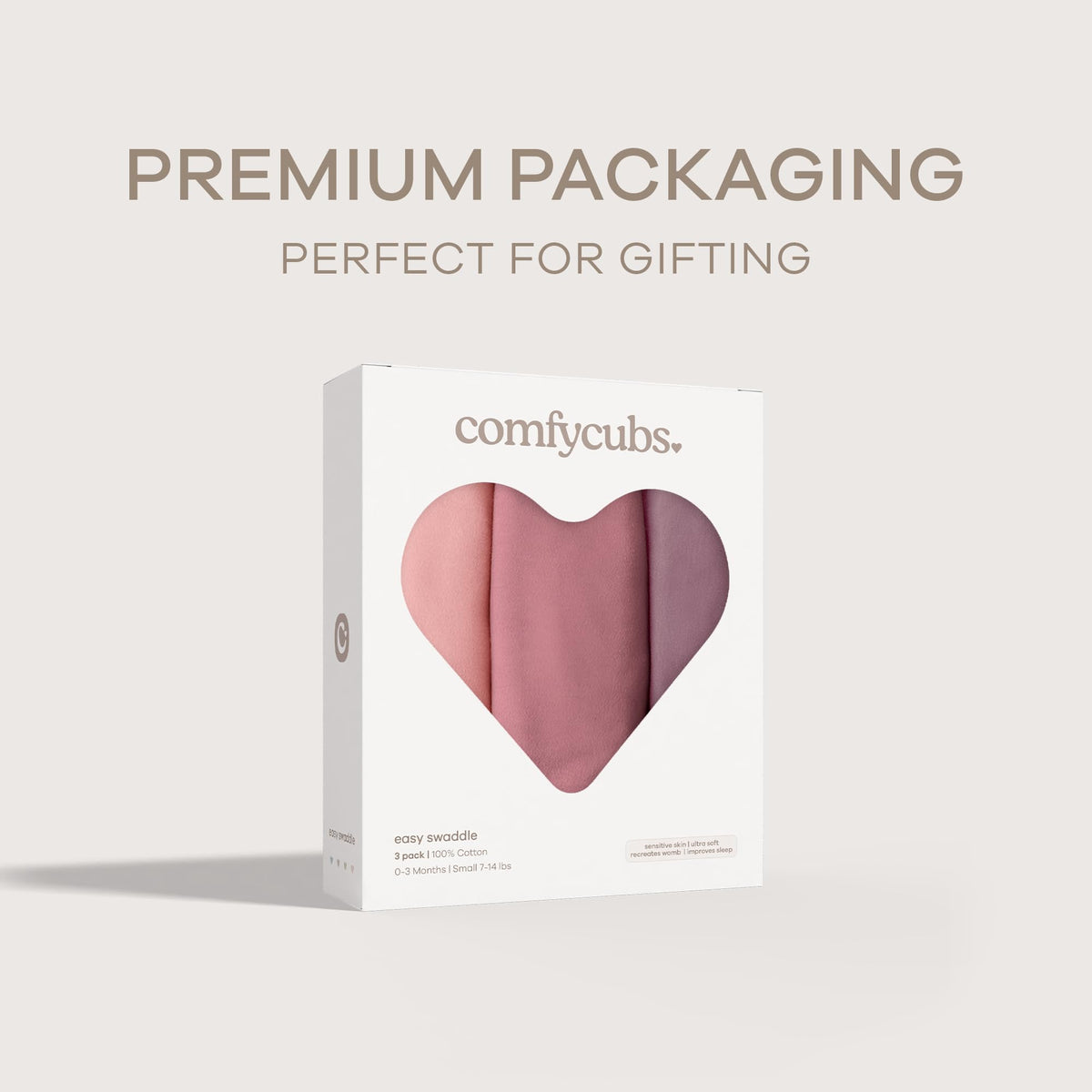 Comfy Cubs Easy Swaddle Blanket, 3 Pk S Swaddle Blush Mauve Mulberry