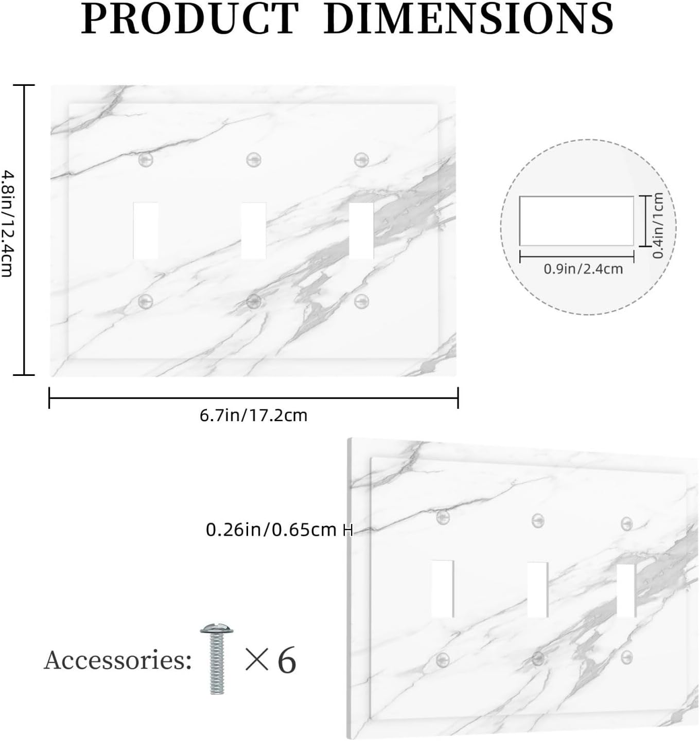 Decorative Switch Plates Modern White Gray Marble 3 Gang Wall Plate Triple Toggle Light Switch