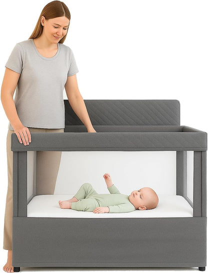 Organic Cotton Crib Mattress Protector - Water Resistant Fitted Sheet Liner Pad, Skin Friendly