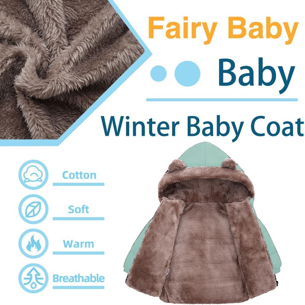Fairy Baby Infant Baby Winter Coat Cute Teddy Bear Hooded Jacket Warm Fleece Outerwear Windproof