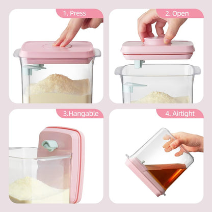 Ankou Formula Container - 1700ml Airtight Formula Dispenser One Button Handy Milk Powder Container
