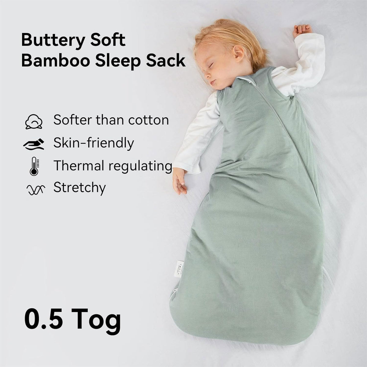 BubblePanda Rayon Made from Bamboo Sleep Sack 18-24 Months 0.5 Tog Soft Lightweight Toddler Sleep