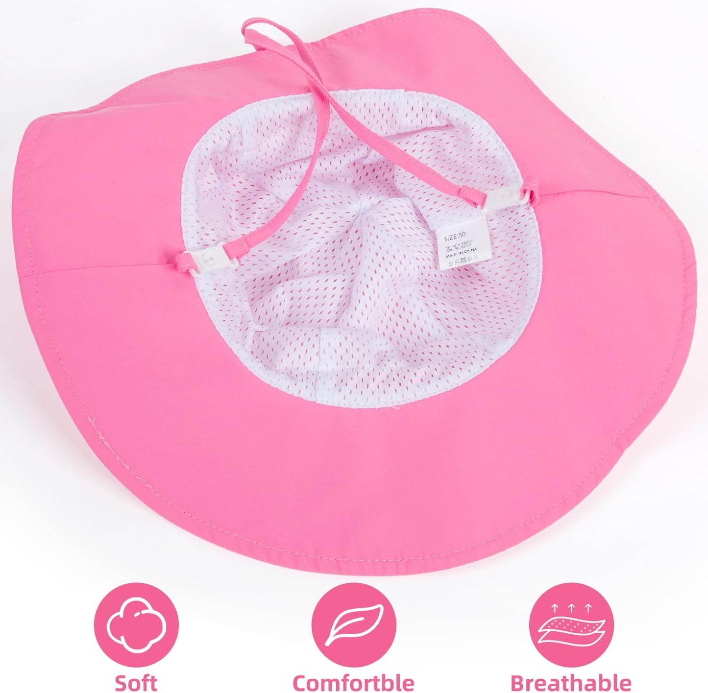 Baby Sun Hat Toddler Girl Beach Hat Adjustable Outdoor Summer Hat UPF 50+ Sun Protection Wide Brim