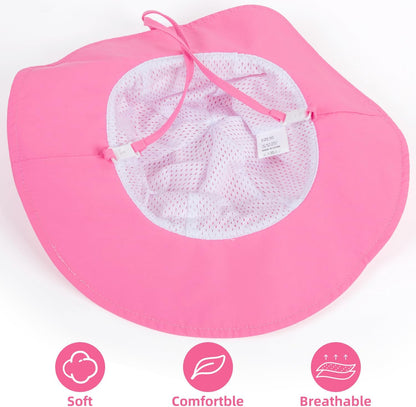 Baby Sun Hat Toddler Girl Beach Hat Adjustable Outdoor Summer Hat UPF 50+ Sun Protection Wide Brim