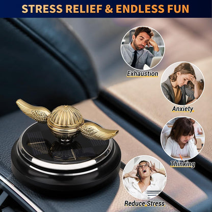 Car Air Freshener, Car Solar Energy Golden Fidget Spinner Toy with Swinging Wings for Car Interior