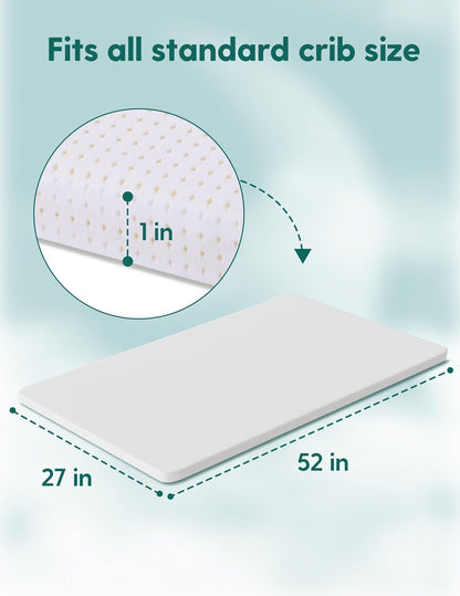 BABELIO Machine Washable Crib Mattress Topper, Soft Breathable Silicone Foam Toddler Mattress