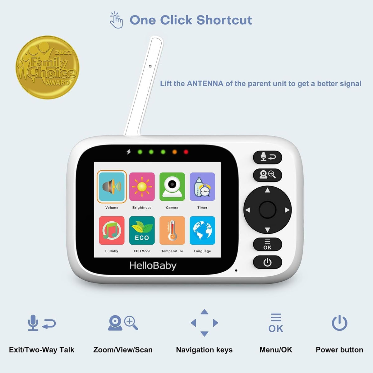 HelloBaby 3.2'' Baby Monitor2 Cameras, Video Audio Baby Monitor No WiFi, Remote Pan-Tilt-Zoom,AUTO