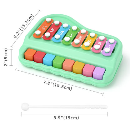 Oprala 2 in 1 Baby Piano Xylophone for Toddlers 1-3 Years Old, 8 Multicolored Key Keyboard Baby