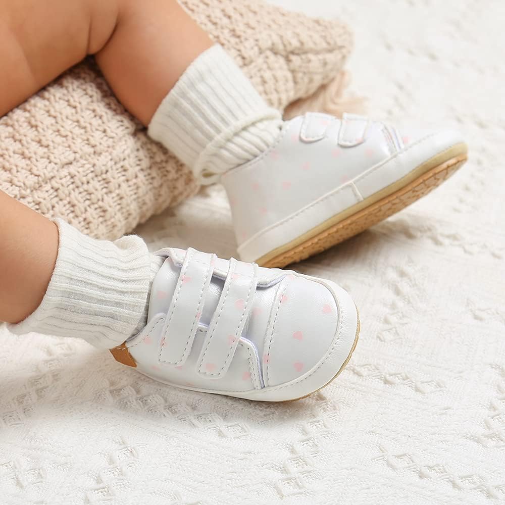 SOFMUO Baby Boys Girls High Top Ankle PU Leather Sneakers Soft Rubber Sole Infant Moccasins Newborn
