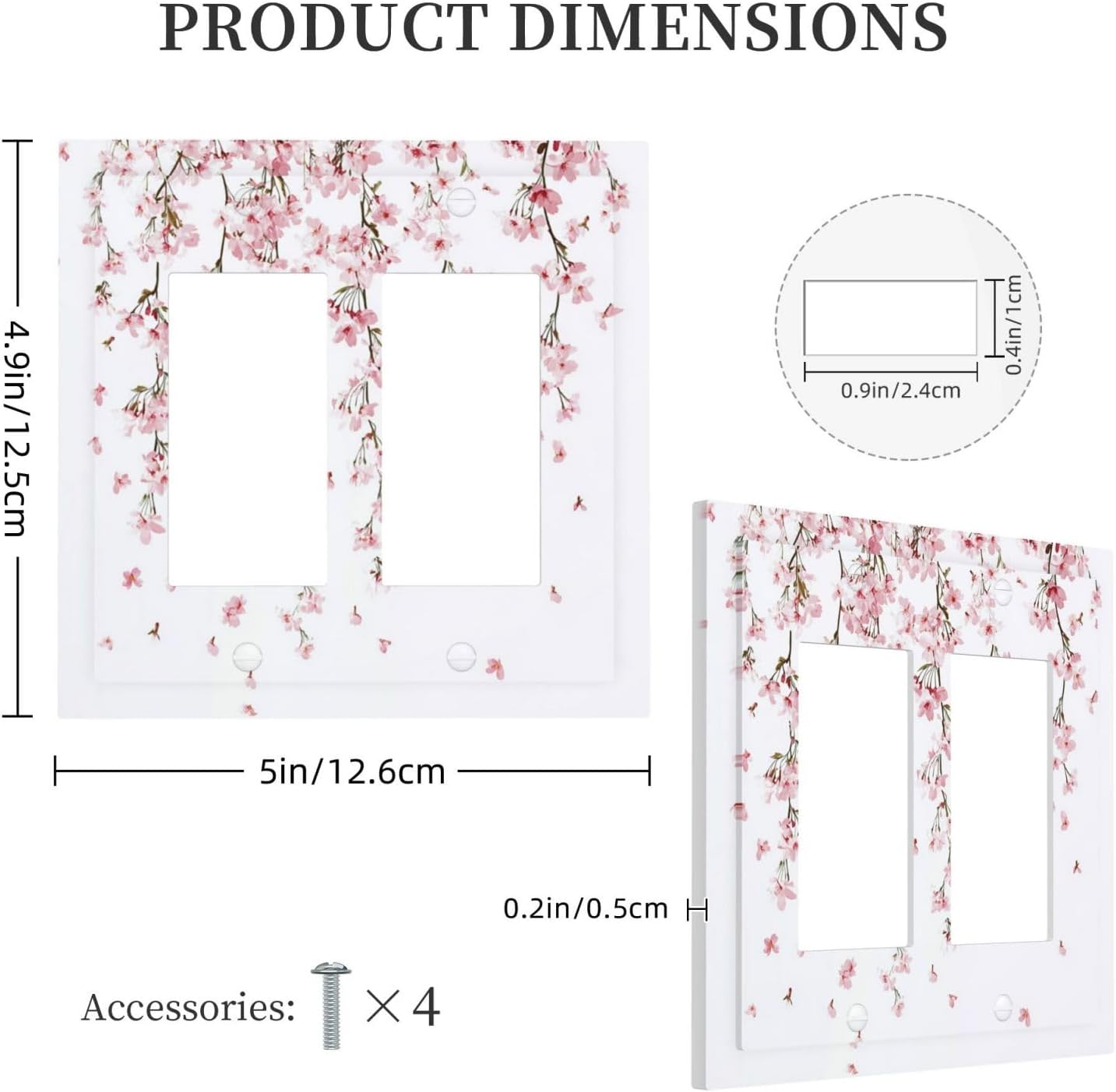 Decorative Outlet Covers Sakura Plant Floral Pink Flowers 2 Gang Double Gfci Rocker Electrical Wall