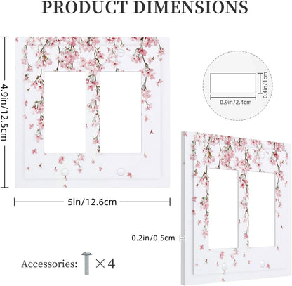 Decorative Outlet Covers Sakura Plant Floral Pink Flowers 2 Gang Double Gfci Rocker Electrical Wall
